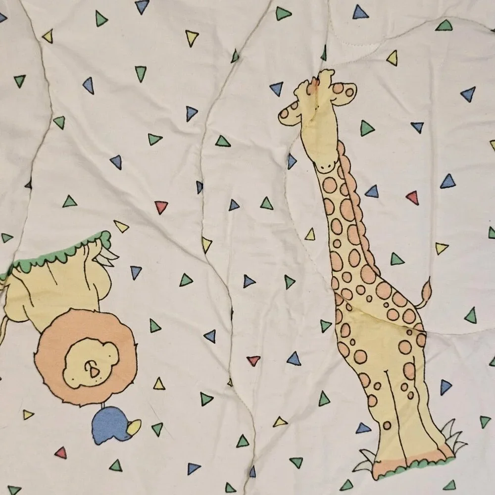 VTG 90s Coming Home Lands End Crib Comforter Jungle Animals Sue Dreamer USA Made
